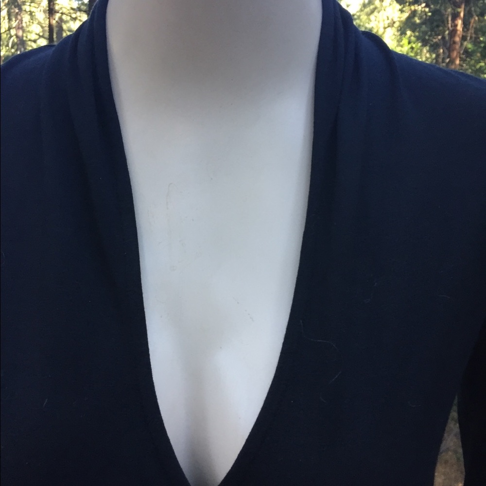 Banana Republic black knit mock wrap, V neck long sleeve cocktail dress - Picture 2 of 12